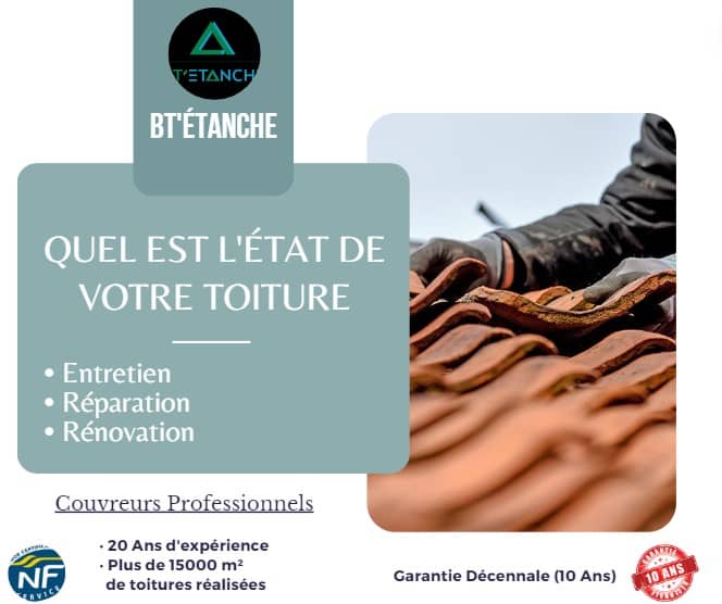 Flyer de présentation les services et les prestations de couverture toiture de BT'Étanche