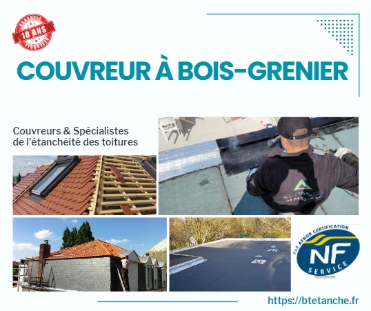 Flyer avec des photos de chantiers réalisés, représentant l'entreprise de couverture BT'Étanche à Bois-Grenier