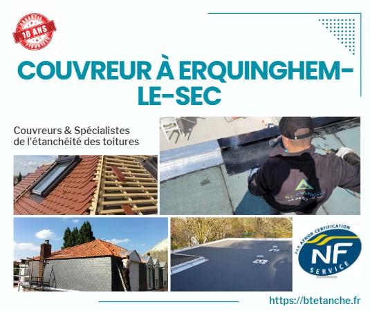 Flyer avec des photos de chantiers réalisés, représentant l'entreprise de couverture BT'Étanche à Erquinghem-Le-Sec