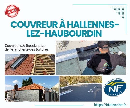 Flyer avec des photos de chantiers réalisés, représentant l'entreprise de couverture BT'Étanche à Hallennes-lez-Haubourdin