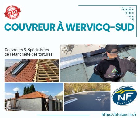 Flyer avec des photos de chantiers réalisés, représentant l'entreprise de couverture BT'Étanche à Wervicq-Sud